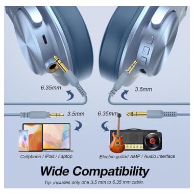 Наушники OneOdio Fusion A70 Bluetooth+3,5мм/6,35мм Sky Blue (A70 Sky Blue) фото №4