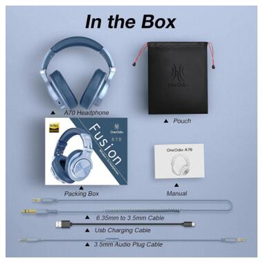 Наушники OneOdio Fusion A70 Bluetooth+3,5мм/6,35мм Sky Blue (A70 Sky Blue) фото №3