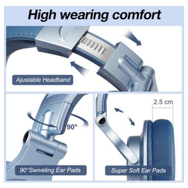 Наушники OneOdio Fusion A70 Bluetooth+3,5мм/6,35мм Sky Blue (A70 Sky Blue) фото №5