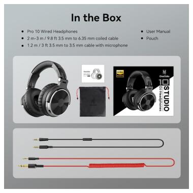 Наушники OneOdio Pro 10 3,5мм/6,35мм Black (Pro 10 Black) фото №3