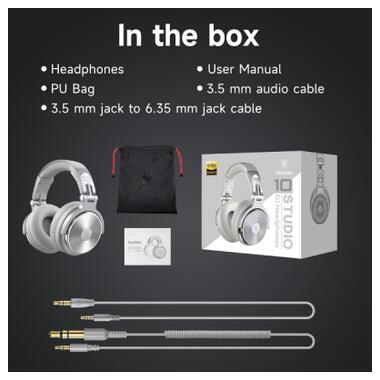 Наушники OneOdio Pro 10 3,5мм/6,35мм Silver (Pro 10 Silver) фото №2