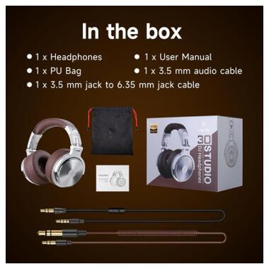 Наушники OneOdio Pro 30 3,5мм/6,35мм Silver (Pro 30 Silver) фото №4