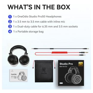 Наушники OneOdio Pro 50 3,5мм/6,35мм Black (Pro 50 Black) фото №3