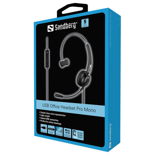 Навушники з мікрофоном Sandberg USB Office Headset Pro Mono (126-14) фото №3