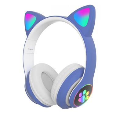 Бездротові навушники з котячими вушками та RGB підсвічуванням Cat VZV-23M, Синій (48439) фото №1