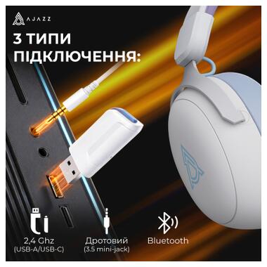 Наушники Ajazz AHM08 MAX 3-Mode White/Purple (AHM08-MAX-PWB) фото №7