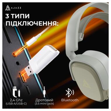 Наушники Ajazz AHM09 MAX 3-Mode Gray/White (AHM09-MAX-GW) фото №7