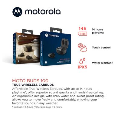 Навушники TWS Motorola MOTO BUDS 100 Black фото №2