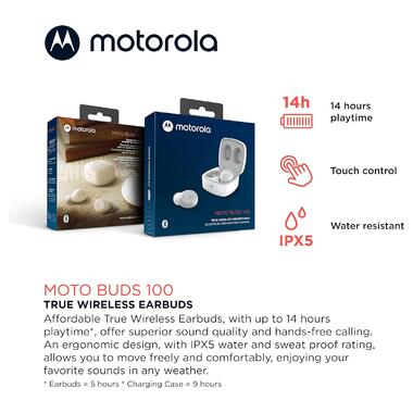 Навушники TWS Motorola MOTO BUDS 100 White фото №2