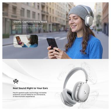 Наушники Havit H670BT Space S1 ANC Silver (6939119093488) фото №6