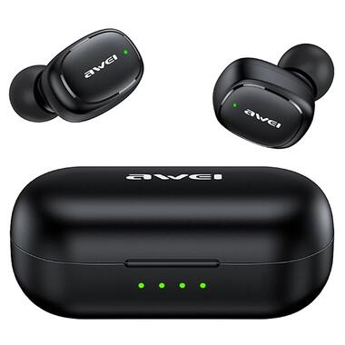 Бездротові Bluetooth навушники Awei T13 Pro із зарядним кейсом (Чорний) фото №1