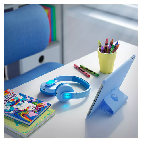 Навушники Philips Kids TAK4206 On-ear Colored light panels Wireless Mic Blue (TAK4206BL/00) фото №8