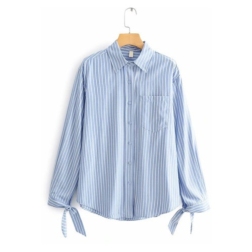 Рубашка женская Berni с завязками на рукавах Elegance (L) Голубой (58568000330) фото №1
