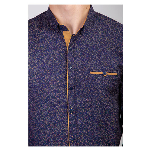 Чоловіча сорочка G-Port з візерунком Темно-Синя із коричневими вставками 5459 M фото №4