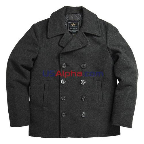 Пальто Alpha Industries USN Pea Coat XL Темно-серый фото №1