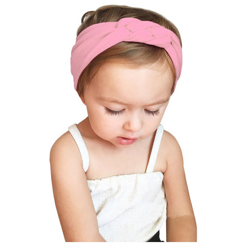 Пов'язка дитяча для волосся Pure Color Lesko 002 Light Pink стрічка на голову солохи фото №2