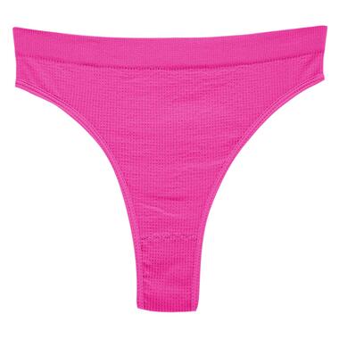 Жіночі трусики безшовні стрінги в рубчик A66# Рожевий електрик XL фото №1