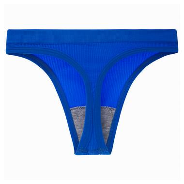 Жіночі трусики безшовні стрінги в рубчик A66# Синій XL фото №2
