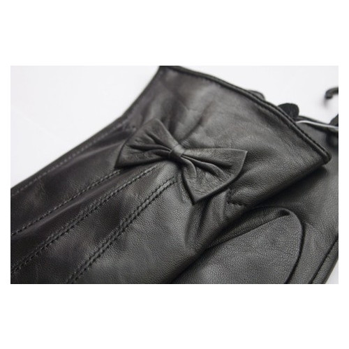 Черные стильные кожаные женские рукавички Shust Gloves 7 (54211) фото №5