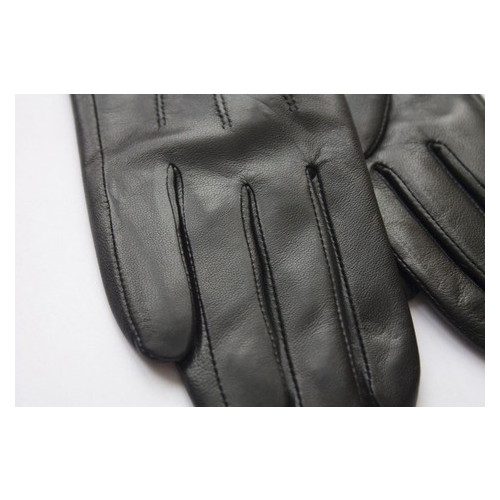 Черные стильные кожаные женские рукавички Shust Gloves 7 (54211) фото №3