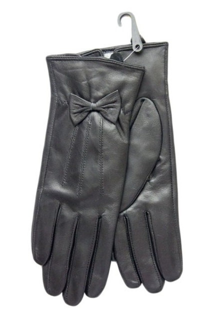 Черные стильные кожаные женские рукавички Shust Gloves 7 (54211) фото №1