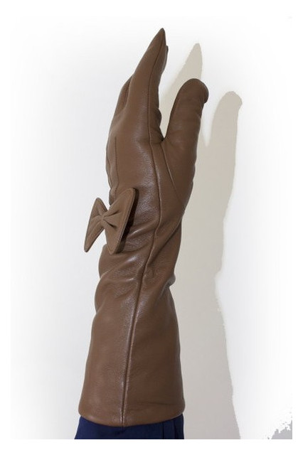 Женские кожаные длинные сенсорные рукавички Shust Gloves 10w-0472s L фото №2