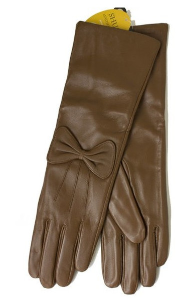 Женские кожаные длинные сенсорные рукавички Shust Gloves 10w-0472s L фото №1
