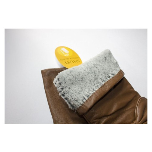 Женские коричневые кожаные длинные рукавички Shust Gloves M (111469) фото №2
