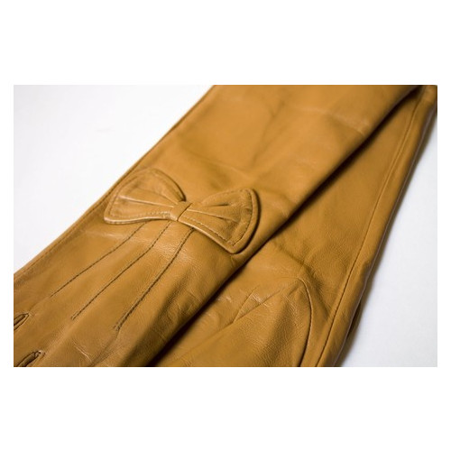 Женские светло-коричневые кожаные длинные рукавички Shust Gloves M (111472) фото №2