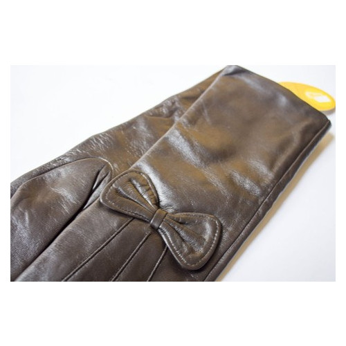 Женские темно-коричневые кожаные длинные рукавички Shust Gloves M (111474) фото №3