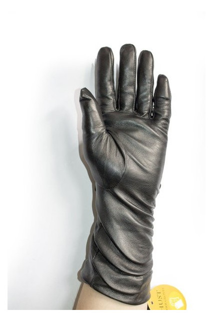 Женские чорні кожаные длинные рукавички Shust Gloves M (111466) фото №4