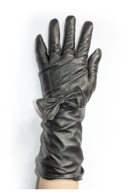 Женские чорні кожаные длинные рукавички Shust Gloves M (111466) фото №3