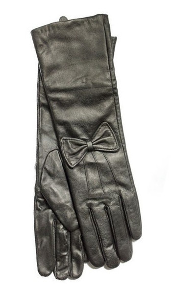 Женские чорні кожаные длинные рукавички Shust Gloves M (111466) фото №1