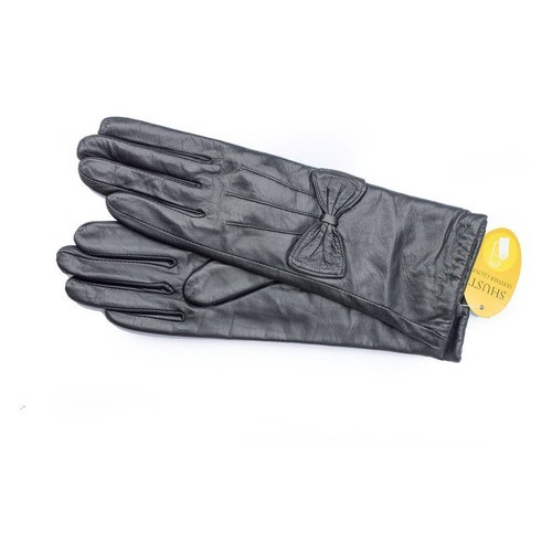 Черные кожаные женские длинные рукавички Shust Gloves S (111582) фото №2