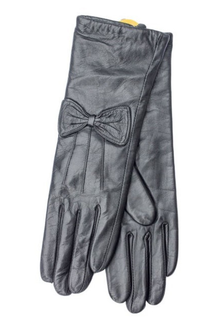 Черные кожаные женские длинные рукавички Shust Gloves S (111582) фото №1