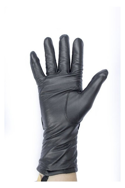 Черные кожаные женские длинные рукавички Shust Gloves S (111582) фото №5