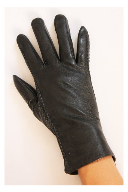 Женские кожаные рукавички черного цвета Brand Style 6,5 (48853) фото №3