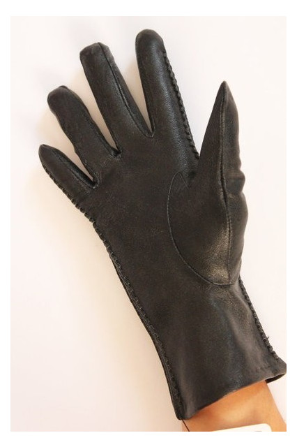Женские кожаные рукавички черного цвета Brand Style 6,5 (48853) фото №4