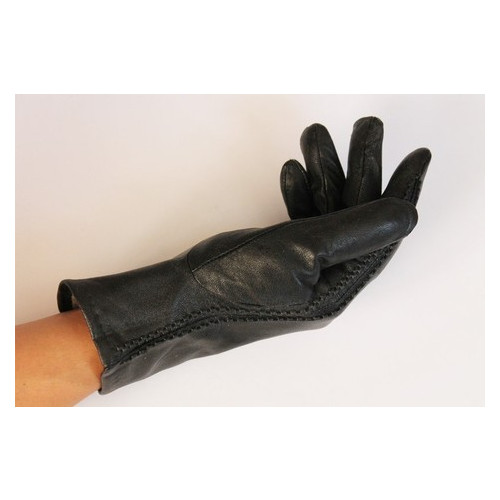 Женские кожаные рукавички черного цвета Brand Style 6,5 (48853) фото №2