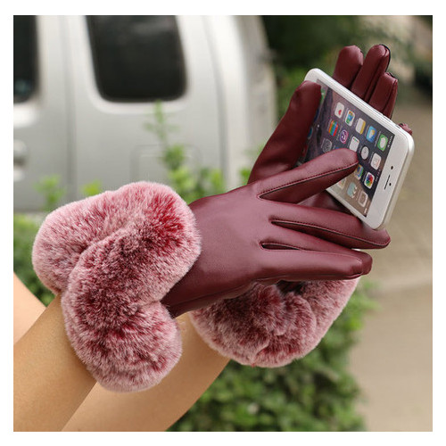 Стильні жіночі рукавички з хутром (ОЖ-52) фото №3