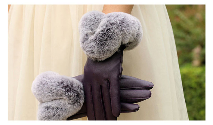 Стильні жіночі рукавички з хутром (ОЖ-52) фото №4