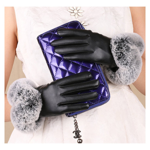 Стильні жіночі рукавички з хутром (ОЖ-52) фото №6