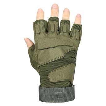 Безпальні рукавички Lesko E302 Green M без пальців військові військові тактичні фото №2