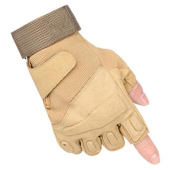 Тактичні рукавички безпалі Lesko E302 Sand Khaki XL військові армійські з відкритими пальцями фото №2