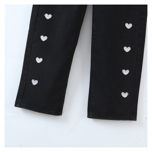 Джинсы женские Berni с вышивкой White heart (L) Черный (58405000330) фото №7