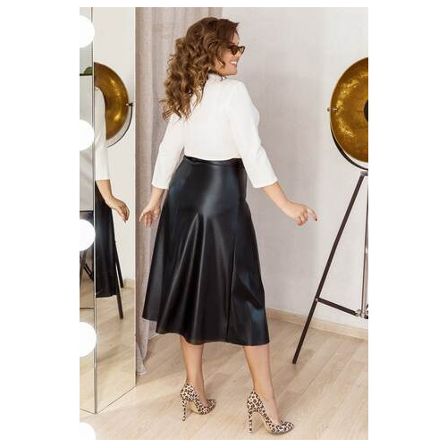 Женская юбка New trend расклешенная из экокожи размер батал SKL137-374418 фото №4
