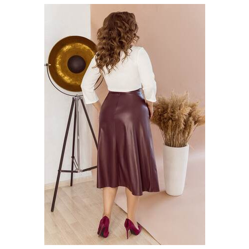 Женская юбка New trend расклешенная из экокожи размер батал SKL137-374418 фото №3