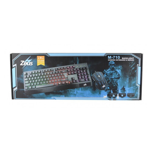 Дротова клавіатура мишка Zeus M710 з підсвіткою, Чорний фото №4