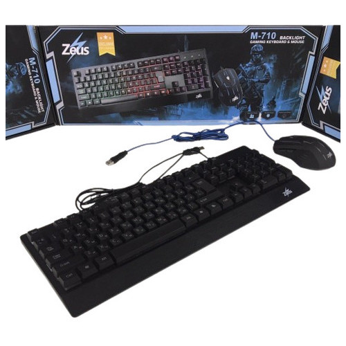 Ігрова клавіатура з мишкою Zeus M-710 Original з підсвічуванням посилений кабель USB чорний (Ц4958_432) фото №3