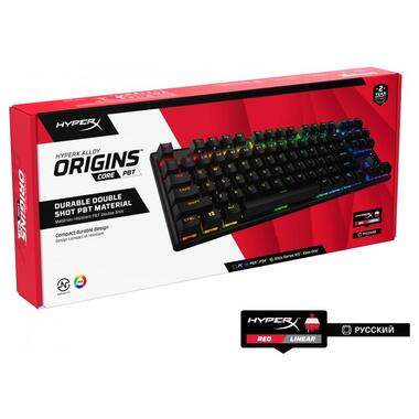Клавіатура HyperX Alloy Origins Core PBT Red USB RGB ENG/UA Black (639N7AA) фото №9